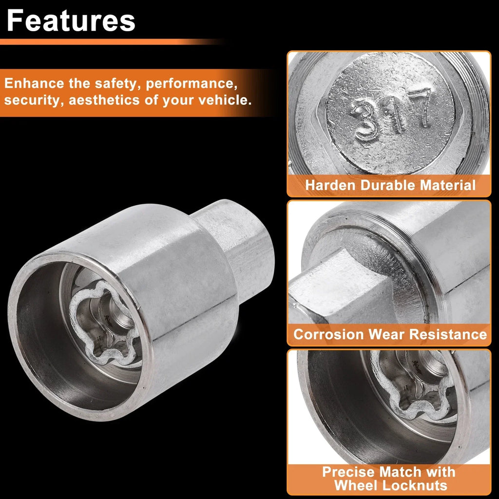 Wheel Lock Lug Nut for Mercedes-Benz with Locking Nut Key Tool