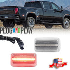 2X Clear Lens Red LED Rear Fender Marker Lights for Chevy GMC 2500/3500HD (2015–2023)