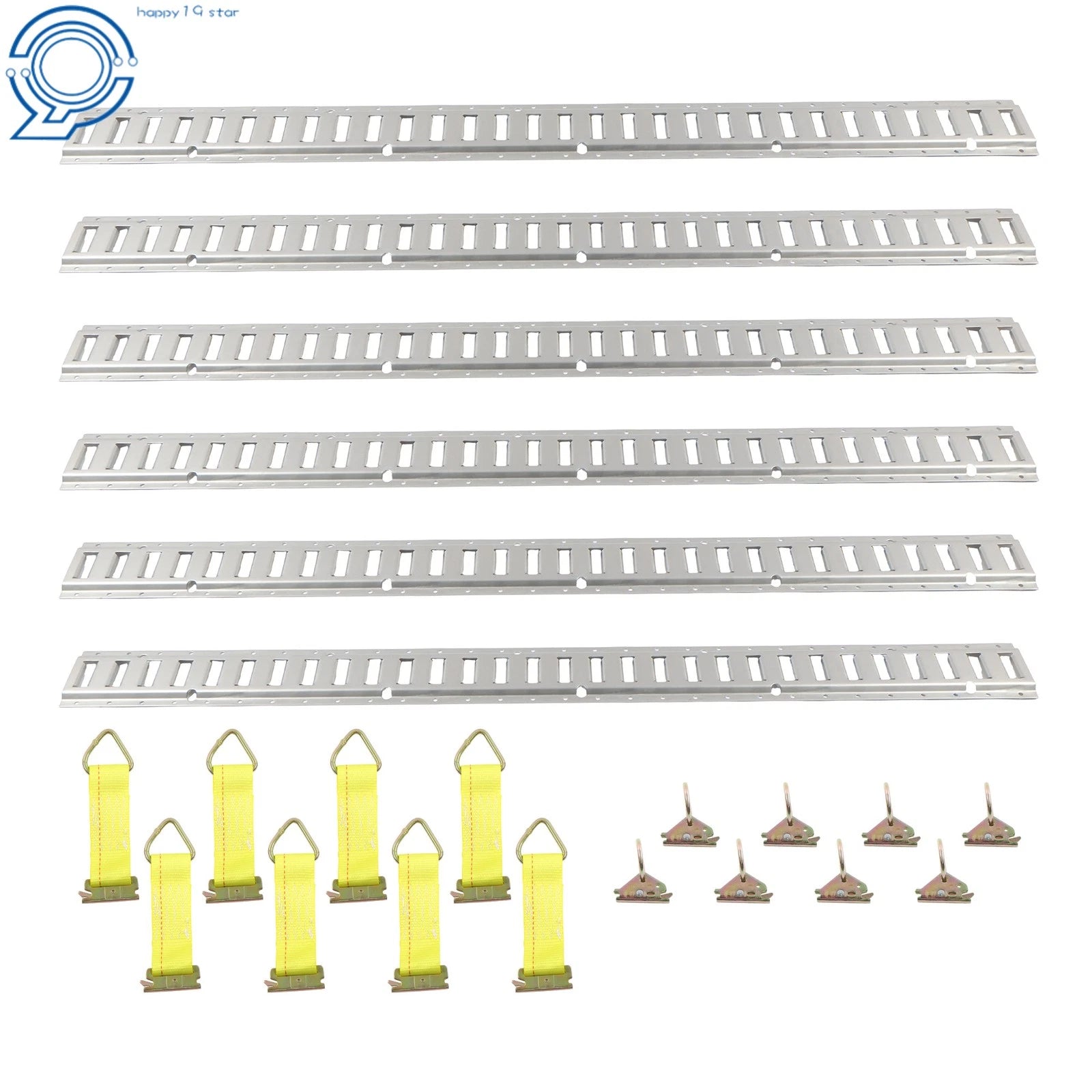 Set of 8 E-Track Tie Down D Rings for Steel E-Track Rails (5')