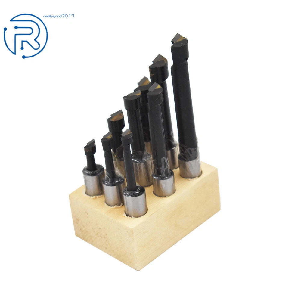 9 Piece Boring Bar Set for Lathe (1/2" Shank, Carbide Tipped)