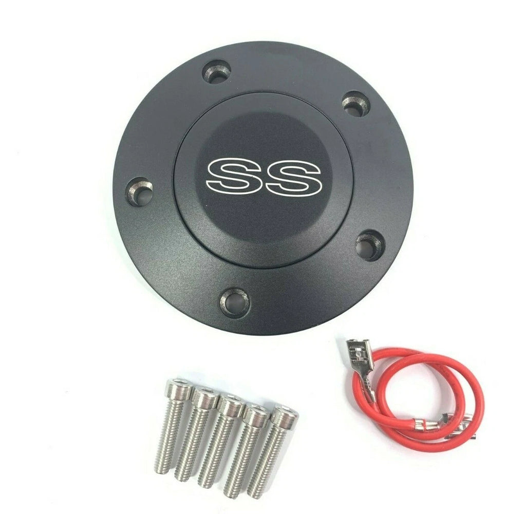 Steering Wheel Horn Button Replacement for Chevy SS Logo (Aluminum Black) (2008–2020)