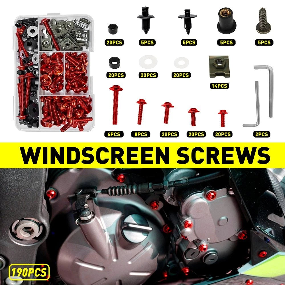 Complete Fairing Bolts Kit Red for Kawasaki Ninja ZX6R 636 ZX6RR (2003–2006)