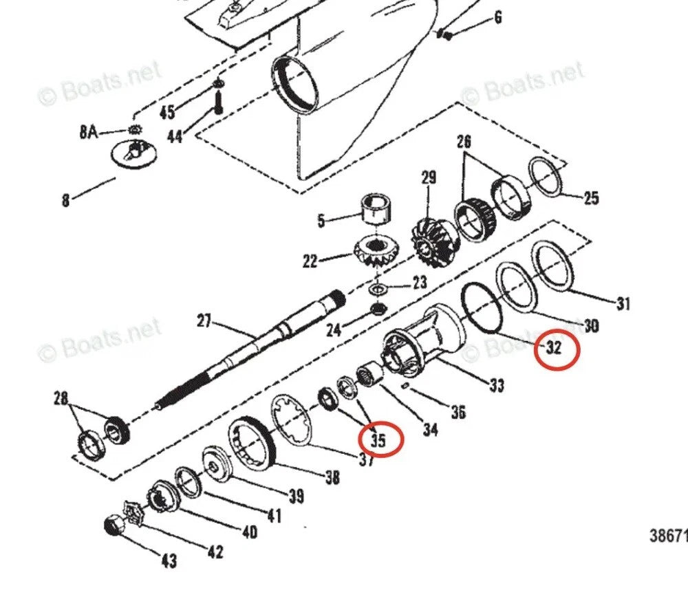Lower Unit Gearcase Seal Kit for Mercruiser Bravo II (54926, 25-34821)