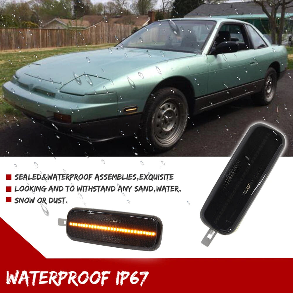 2X Front Side Marker Light Lamp for Nissan 240SX (1989–1994) Smoke Lens