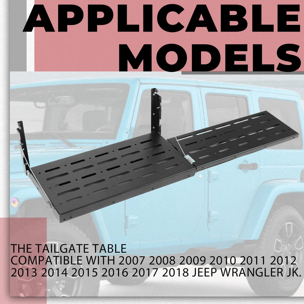 Foldable Tailgate Table for Jeep Wrangler JK (2007–2018)
