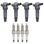 4X Ignition Coils + 4X Spark Plugs for Kia Optima, Sportage, Hyundai Sonata (2.4L)