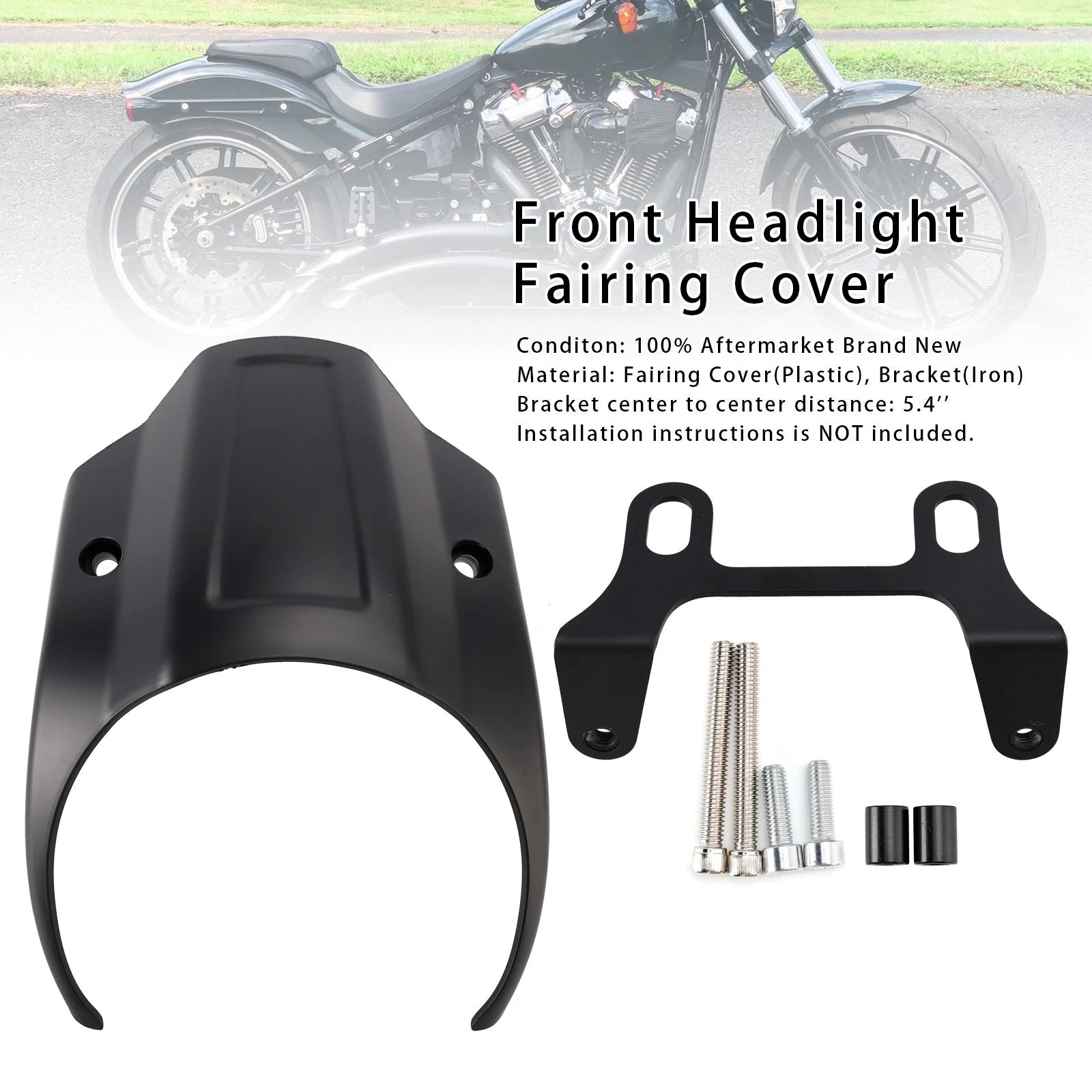 Front Headlight Fairing Cover for Harley Breakout FXBR FXBRS (2018–2024) Matte Black