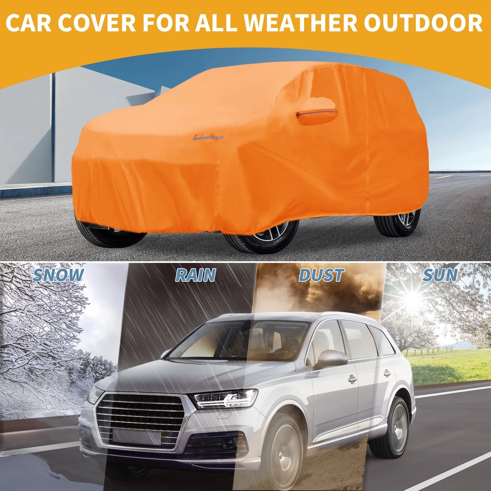 Waterproof Car Cover for Subaru Crosstrek (2018–2023) 210D-PU, Orange, Zipper