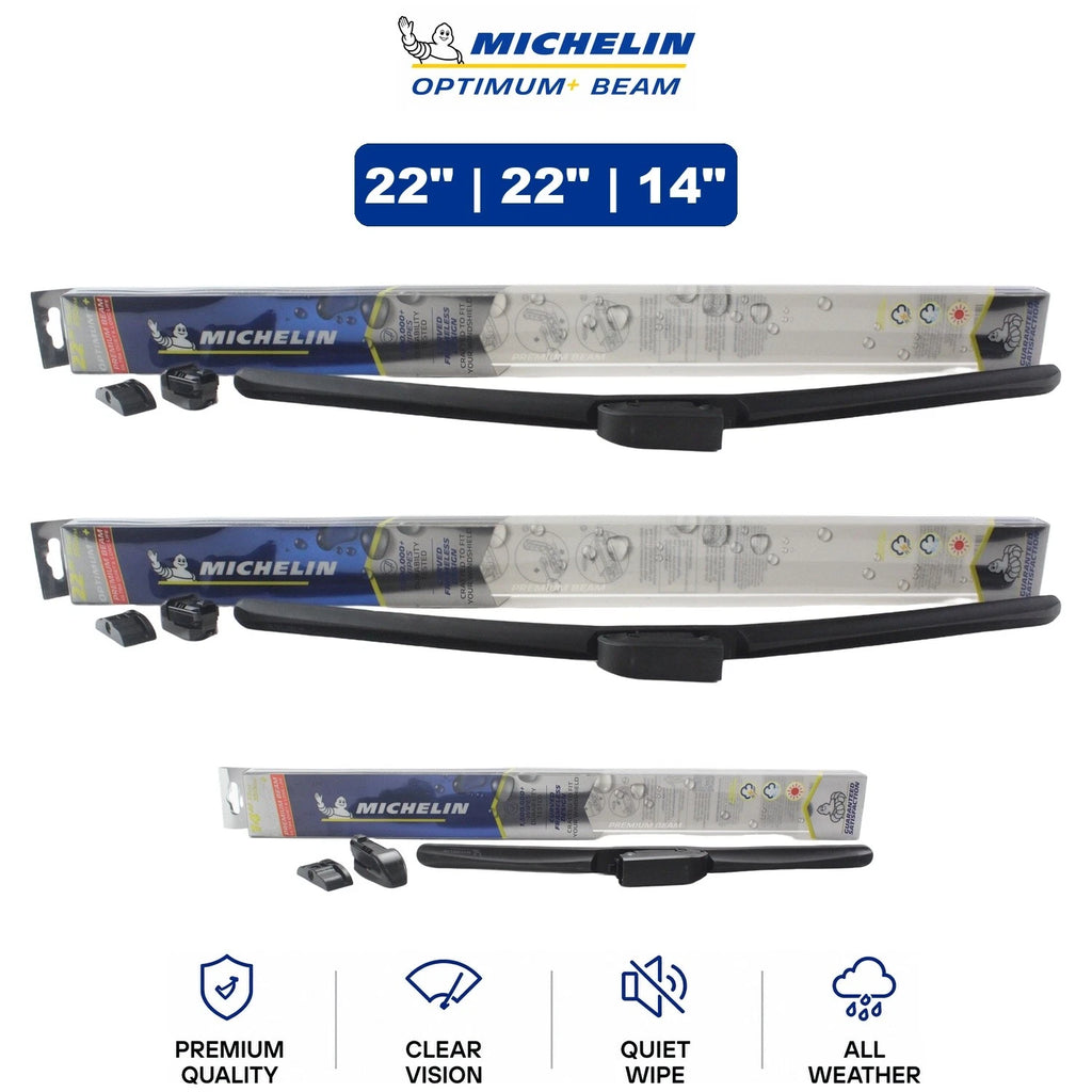 Set of 3 Michelin Optimum+ Beam Wiper Blades for Audi (2001) 22"/22"/14"
