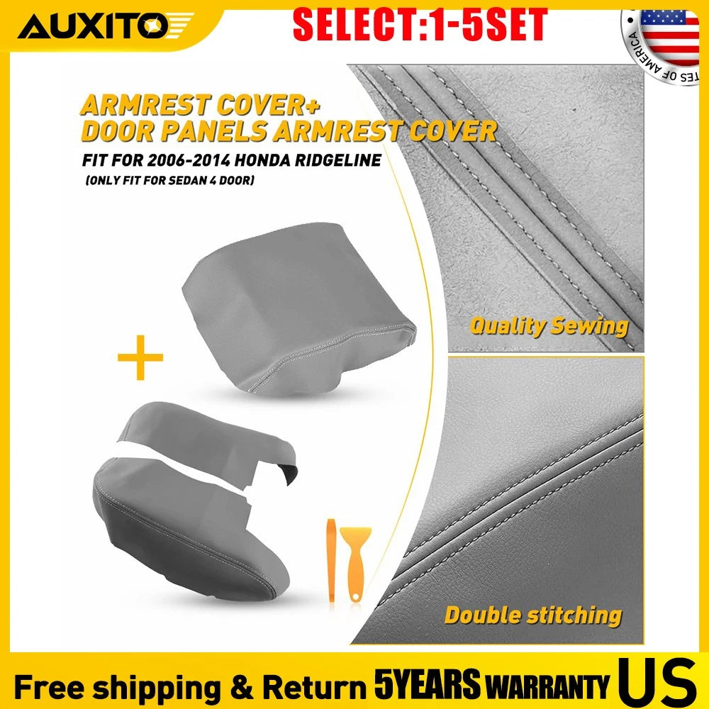 Leather Door Panel Armrest & Console Lid Cover for Honda Ridgeline (2006–2014)