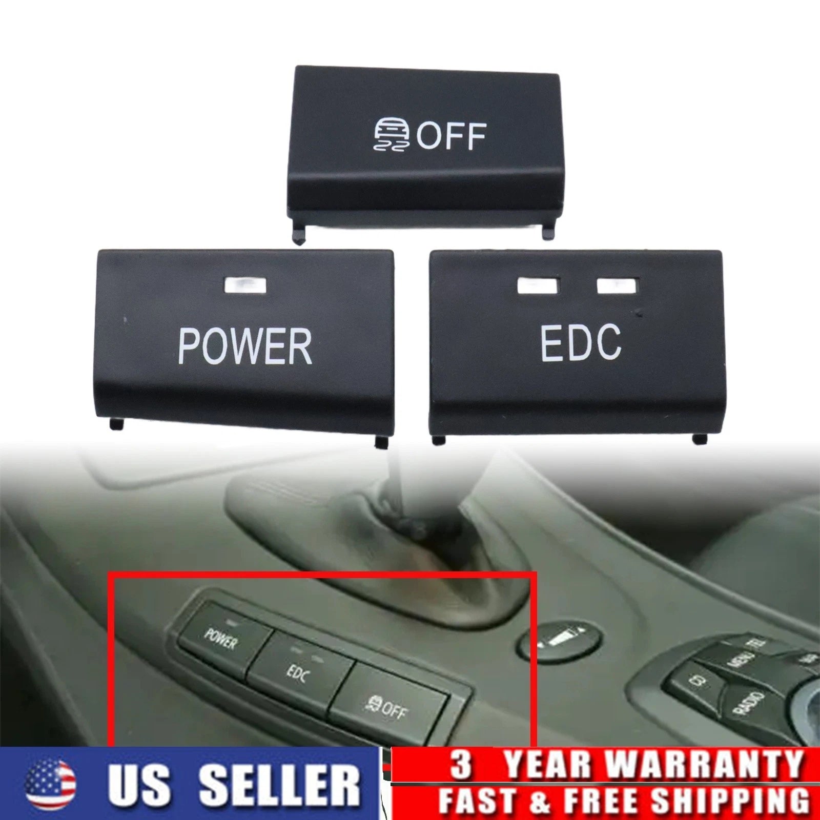 3x Console Button Replacement Caps for BMW E90 E92 E93 M3 (2005–2012) 61317841136