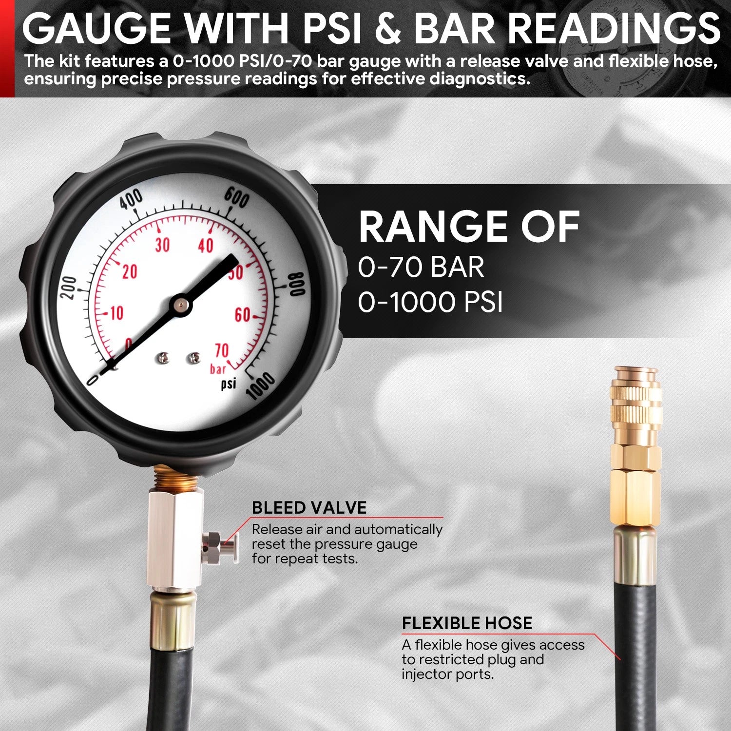 Compression Tester Tool Kit for Diesel Engines (TU-15B)