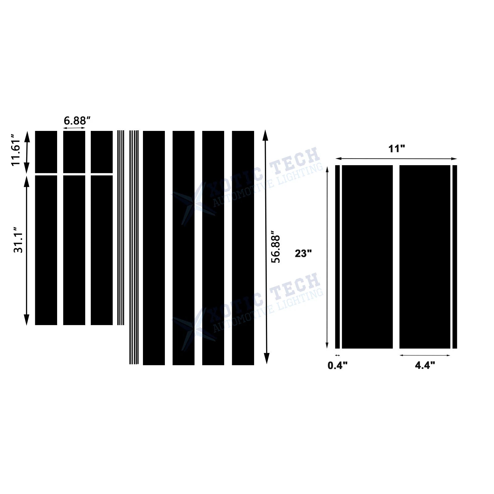 Fender Hash Mark Stickers for Ford Mustang (2015-2023)