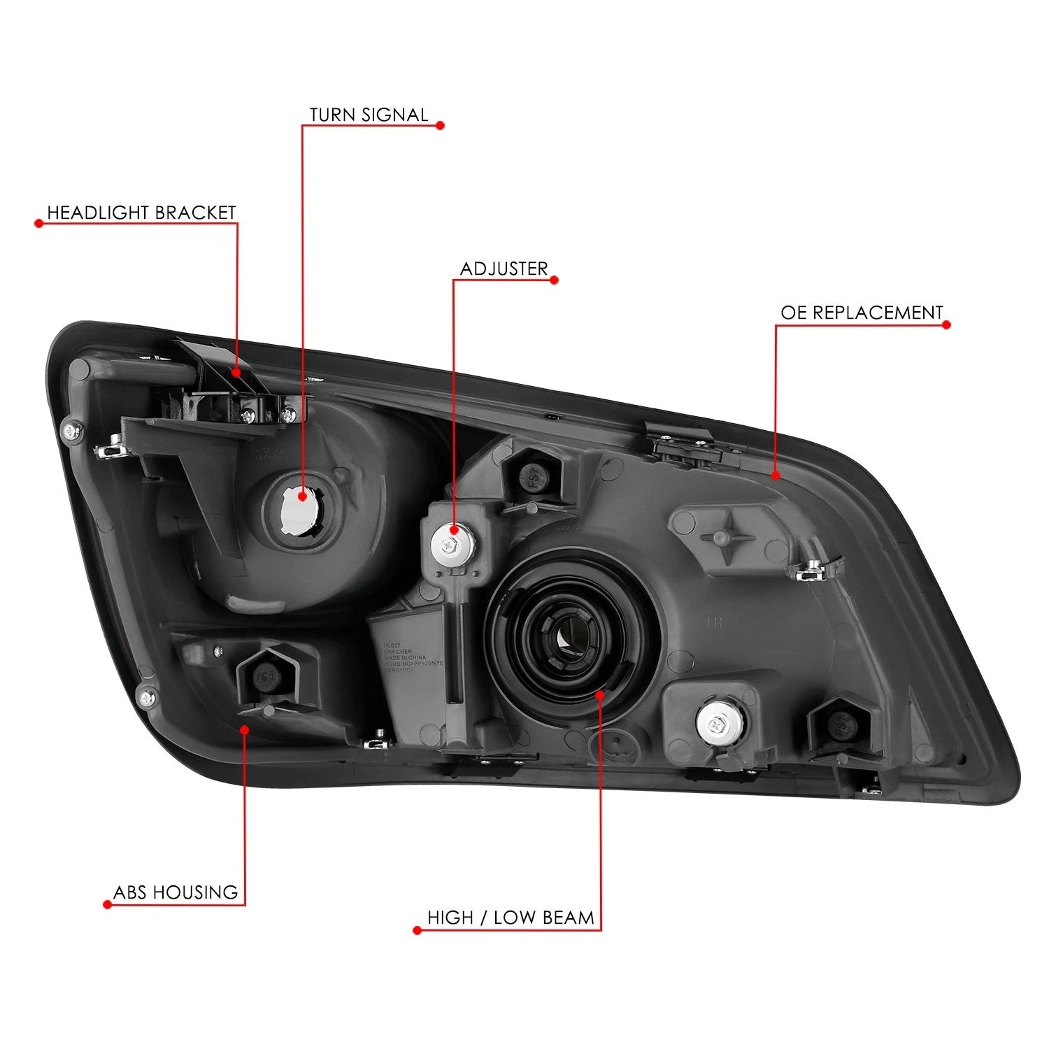 Headlight Assembly for Hino 165 185 (2006–2019) - Black Housing, Amber Corner