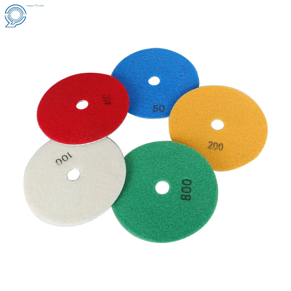 Set of 6 Diamond Concrete Polishing Pads for Wet/Dry Use (5 Inch)