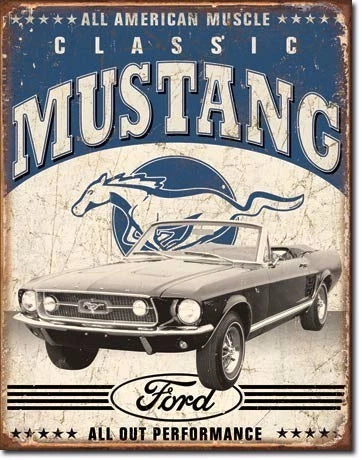 Vintage Replica Tin Metal Sign for Ford Mustang Convertible (1813)