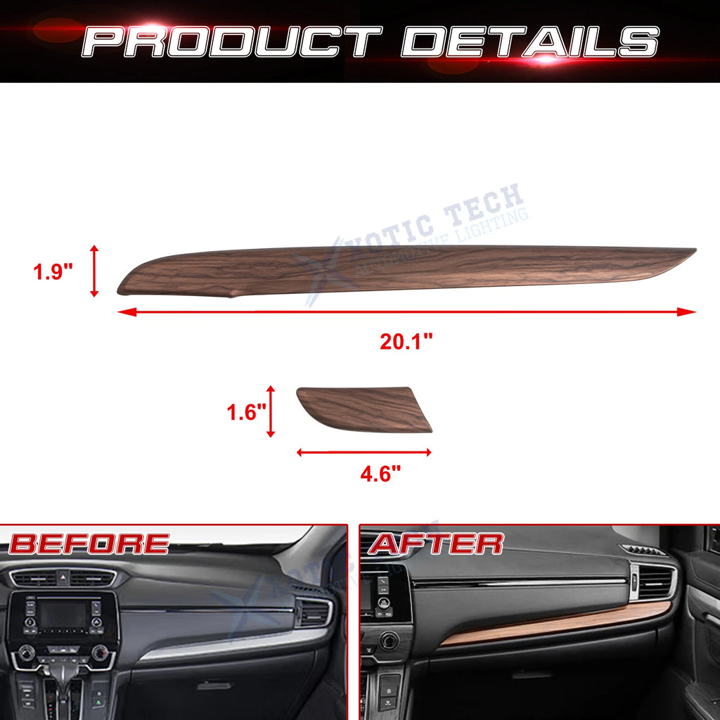 Peach Wood ABS Console Dashboard Panel Stripe Cover for Honda CR-V (2017-2022)