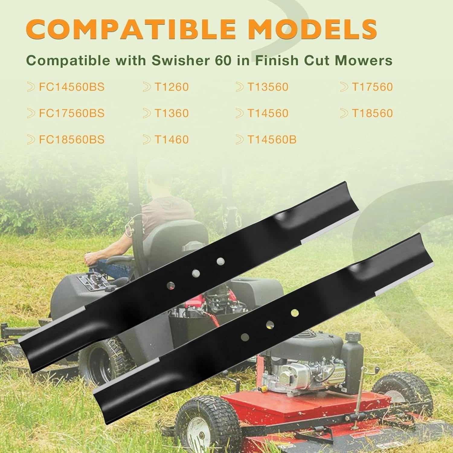 2Pcs 20.5" Lawnmower Blade for Swisher 60" Finish Cut Mower (Oregon 91-050)