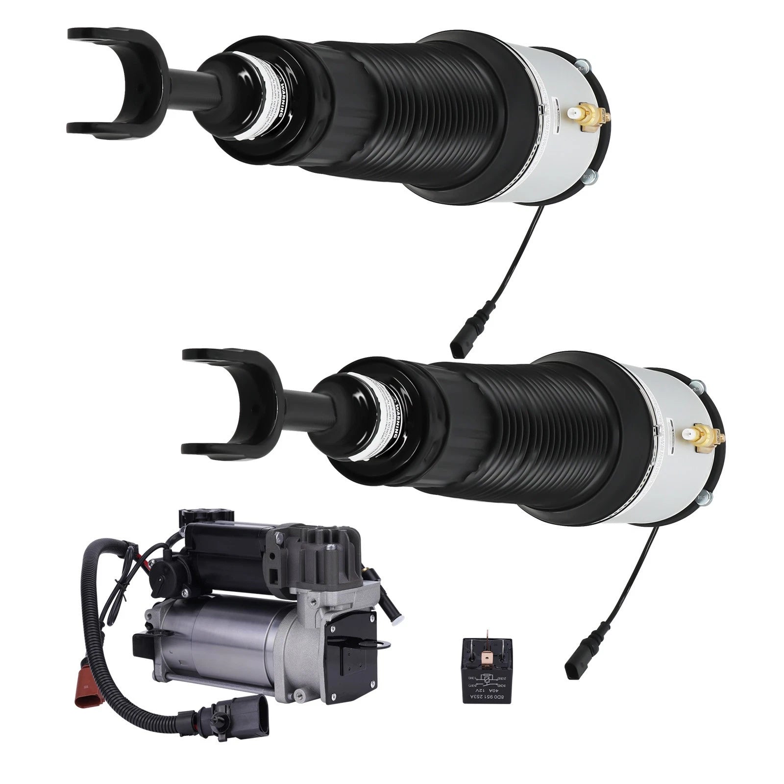 Pair Front Air Suspension Struts + Compressor Pump for Audi A8 S8 (2003–2010)