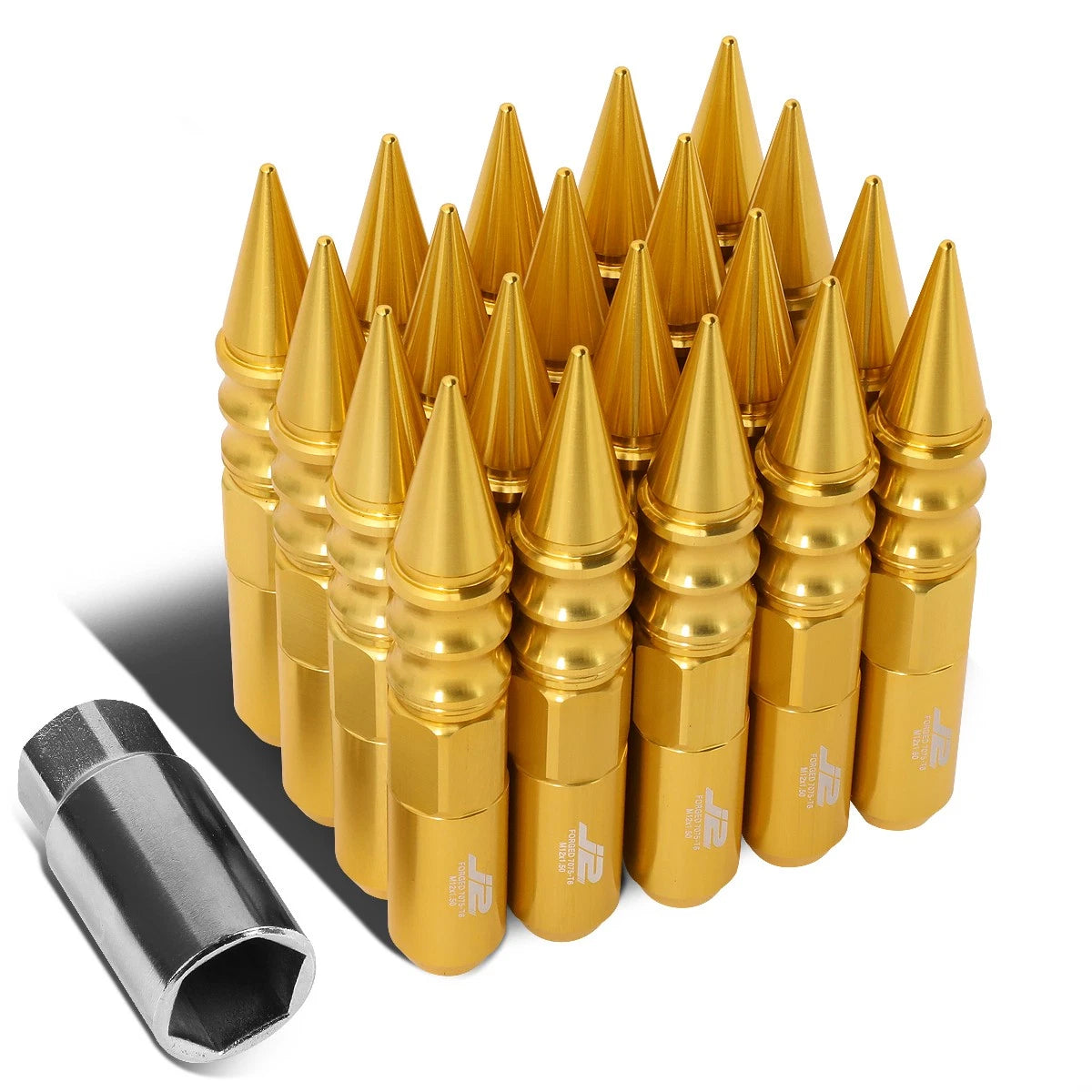 20Pcs J2 7075 Forged Aluminum M12x1.5 Spiky Cap Lug Nuts for Universal Vehicles
