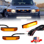 3PCS Amber LED Front Grille DRL Running Lights for Toyota FJ Cruiser (2007–2014)