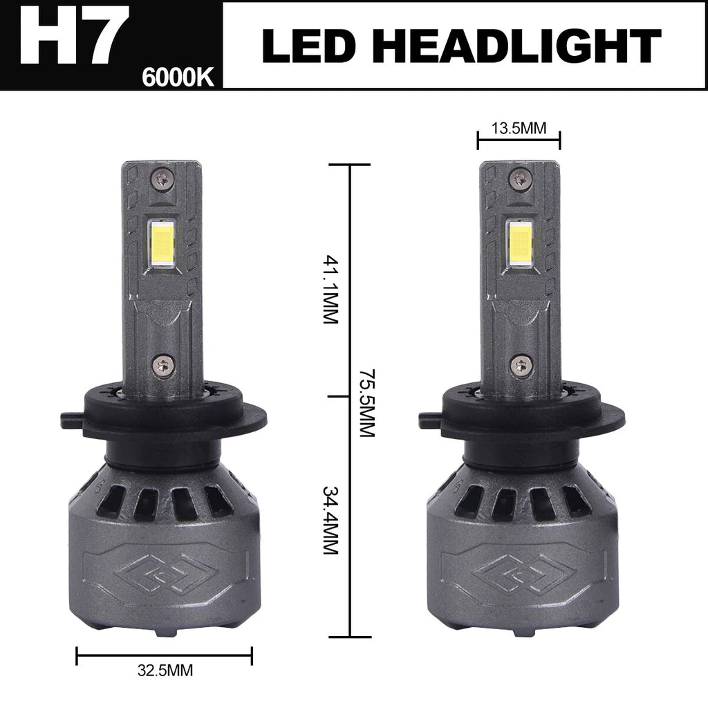 Set of 2 H7 LED Headlight Bulbs for