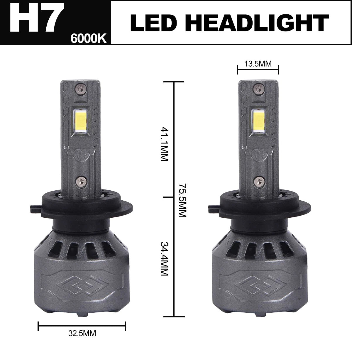 Set of 2 H7 LED Headlight Bulbs for