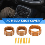 3X AC Media Tune Switch Knob Cover Ring for Dodge Challenger (2015–2019) Orange