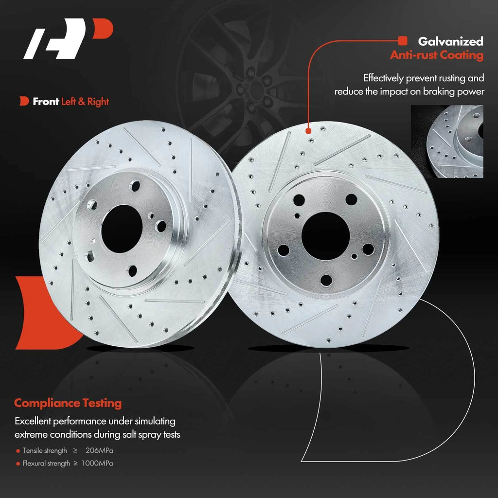 Front Drilled Brake Rotor and Pad with Caliper for Toyota Highlander (2001–2007)