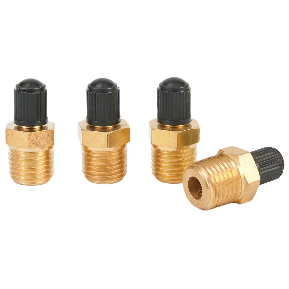 Set of 4 Solid Brass Air Compressor Tank Fill Valves 1/4 NPT MPT