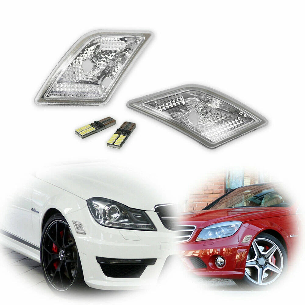 White LED Side Marker Lamps for Mercedes Benz W204 C-Class (2008–2011)