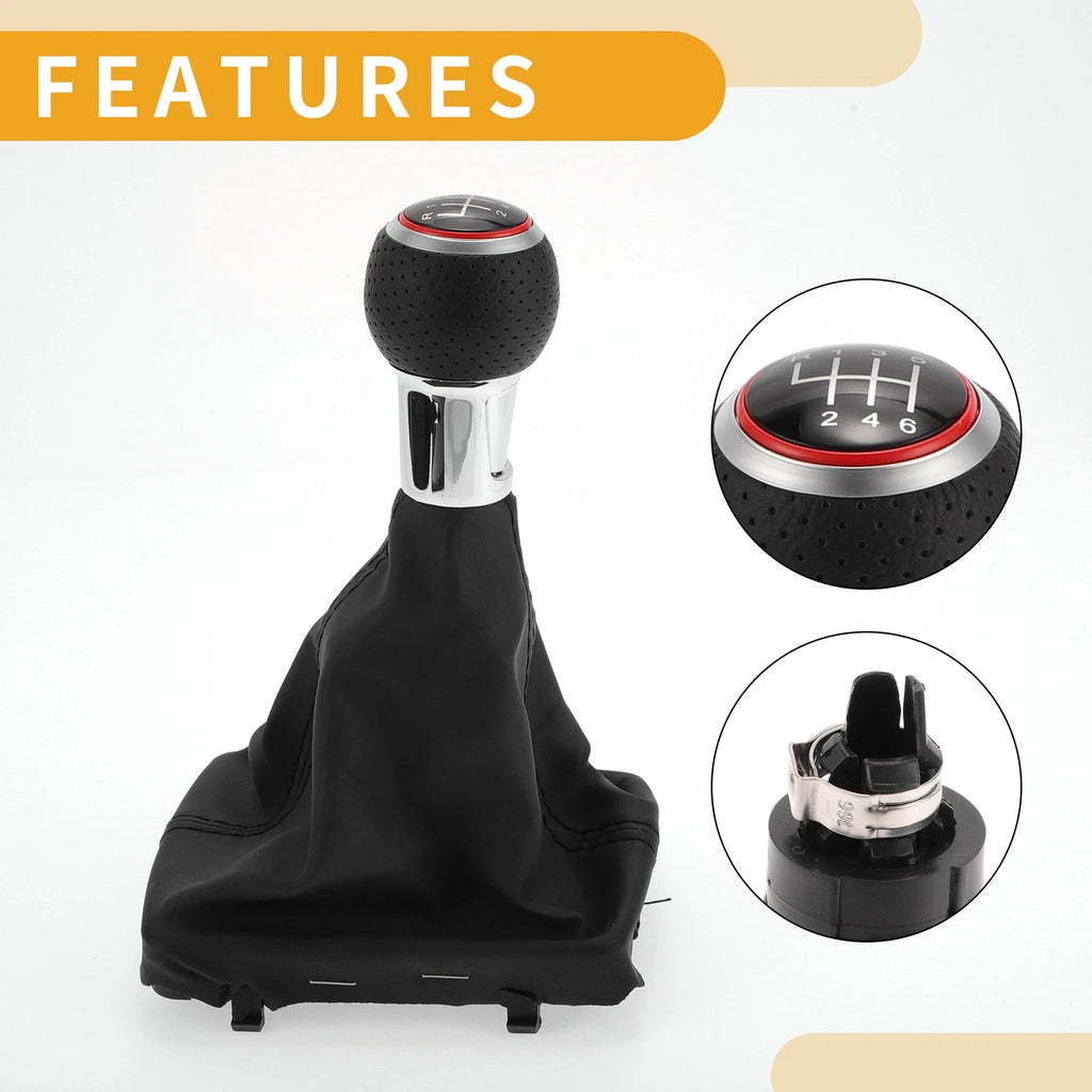 6 Speed Gear Shift Knob with Boot Dust Cover for Audi A3 (2010–2013)