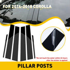 Set of 6 Black Pillar Posts for Toyota Corolla (2014–2018) Trim Cover Kit EPY
