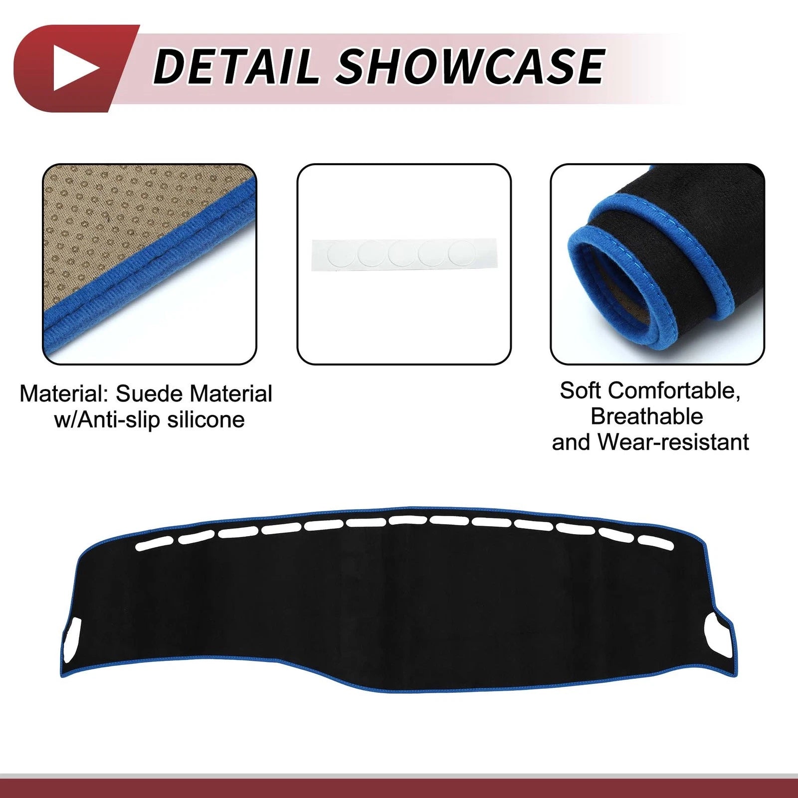 Dashboard Cover Mat for Mercedes S-Class W222 (2014–2020) Black Blue