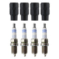 Set of 4 Bosch Double Iridium Spark Plugs & Denso Ignition Coil Boot Kit for Camry L4