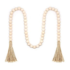 Set of 2 Rustic Wooden Bead Curtain Tiebacks with Tassels for Indoor/Outdoor