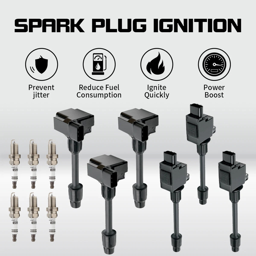 6X Ignition Coil + Spark Plug for Infiniti I30 Maxima V6 3.0L (2000–2001) UF348 UF363