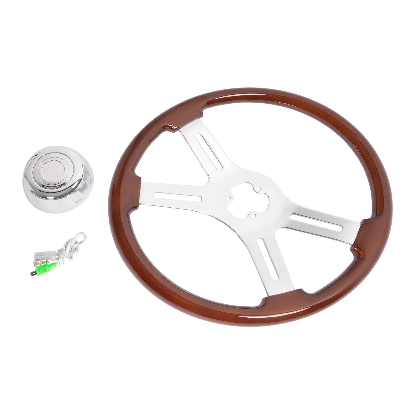 18in Chrome Wood Steering Wheel for Freightliner Kenworth Peterbilt Volvo