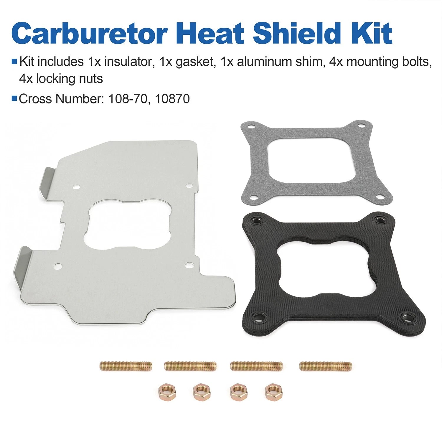 Carb Heat Shield Kit Insulator Spacer 108-70 for Holley 4010 4150 4160