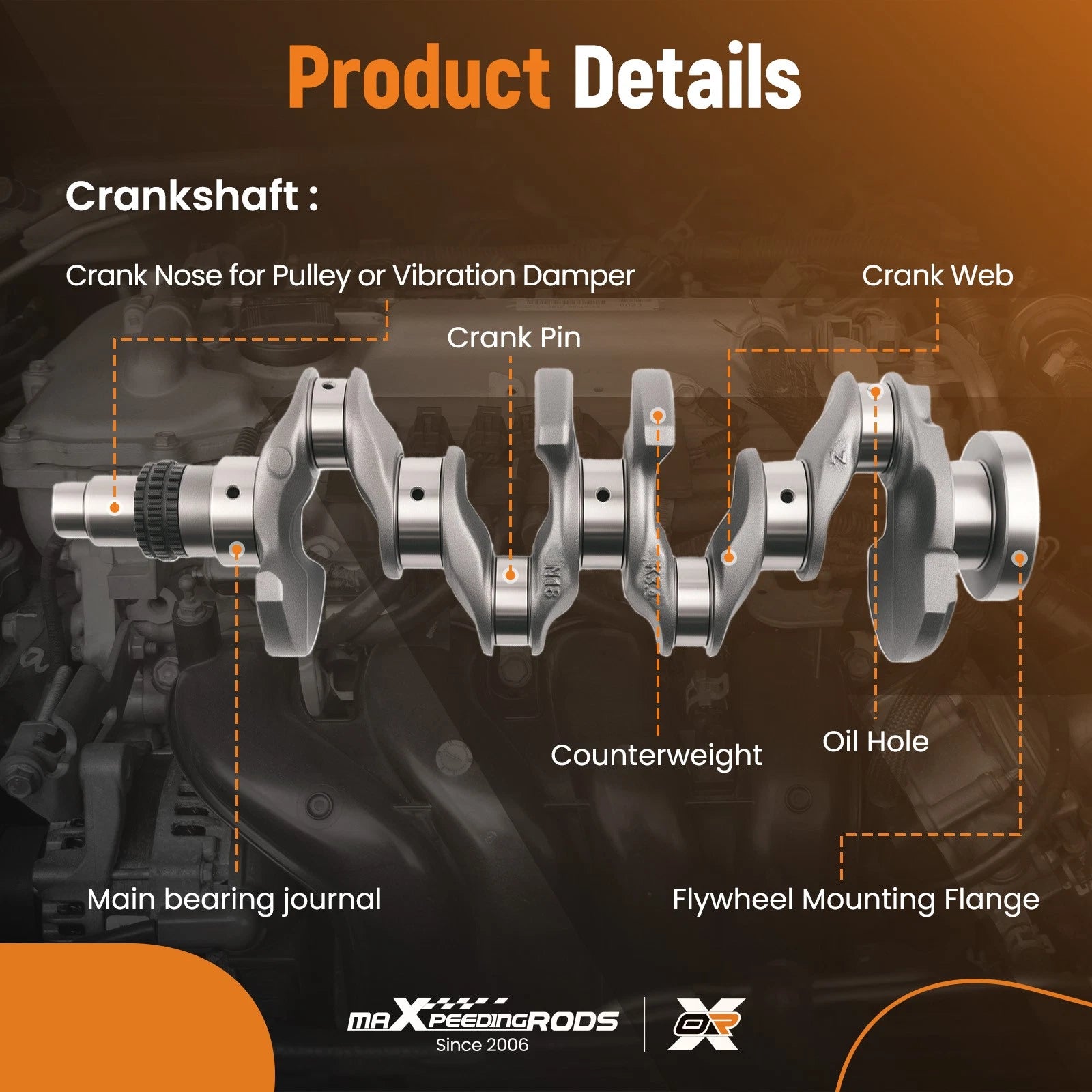 Crankshaft & Rod Bearing Kit for Hyundai Elantra, Kia Forte