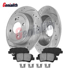 Rear Drilled Slotted Rotors + Ceramic Pads for Hyundai Accent Kia Rio (2012–2017)
