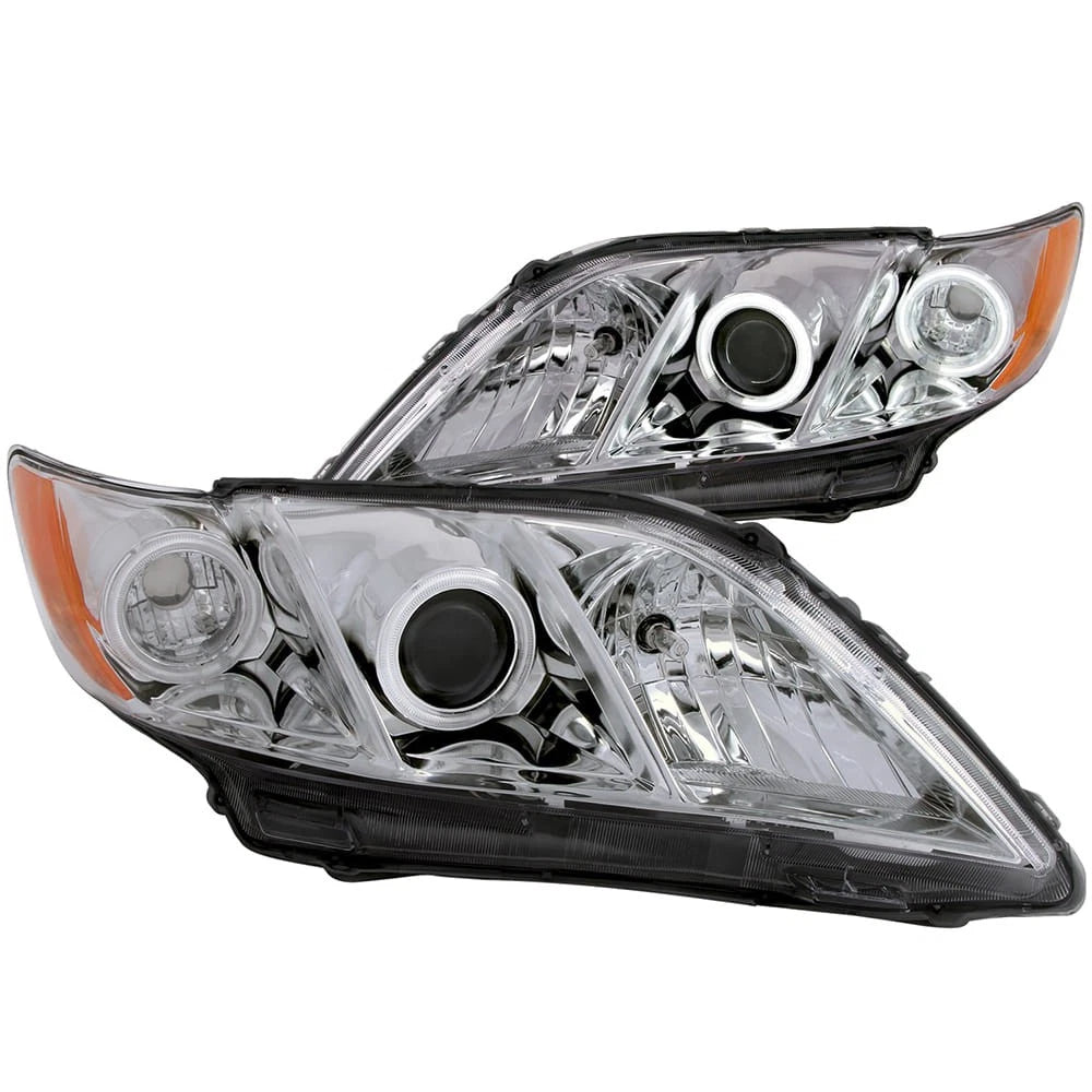 Chrome Clear Lens Headlight Set w/Halo for 2007-2009 Toyota Camry w/o HID [CCFL]