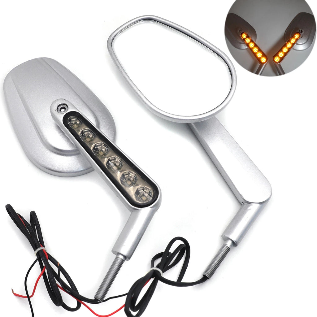 Left Right Mirror w/ LED Stem for Harley Davidson Road King/Road Glide Ultra