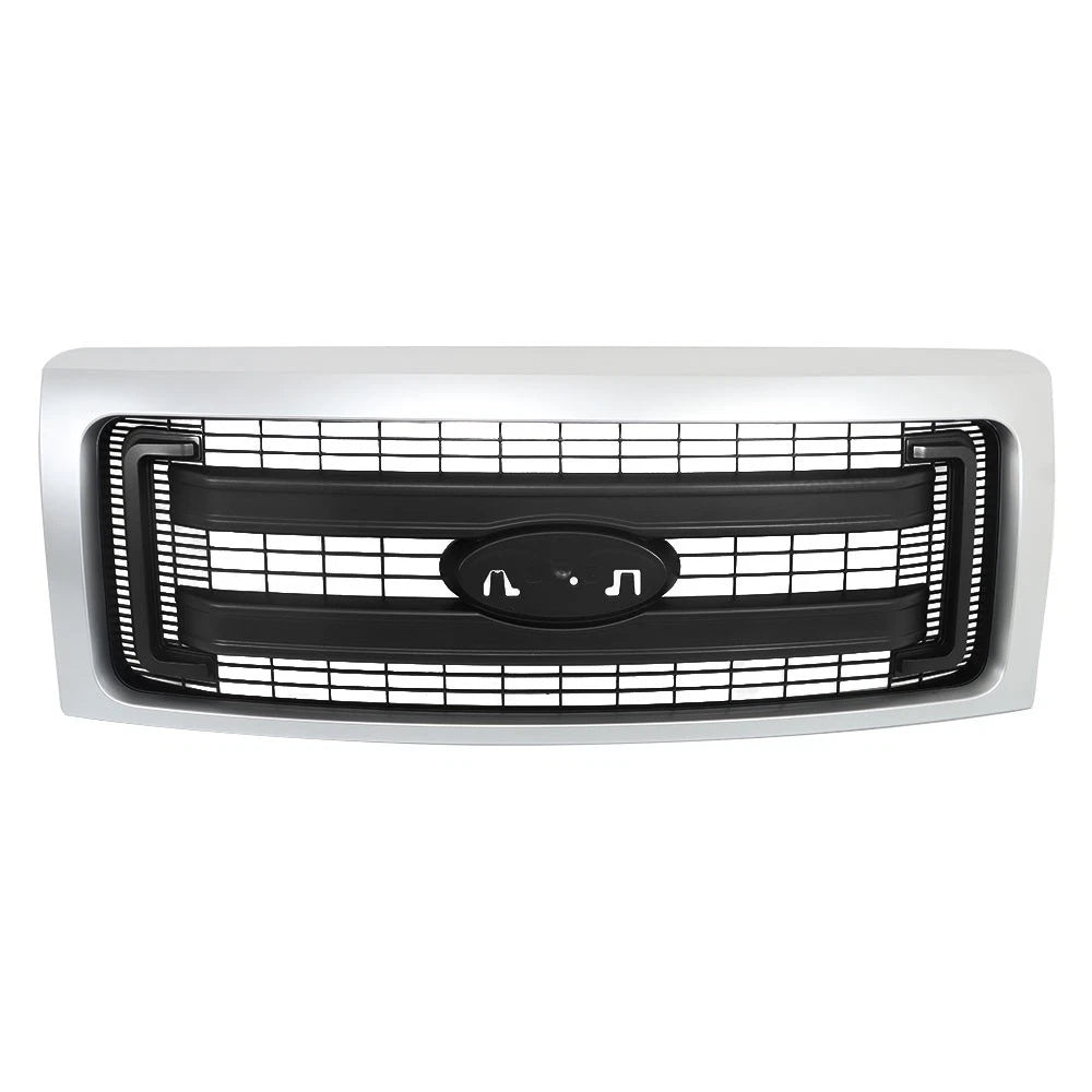Front Upper Grille Replacement Set for Ford F150 (2009-2014) Black Silver