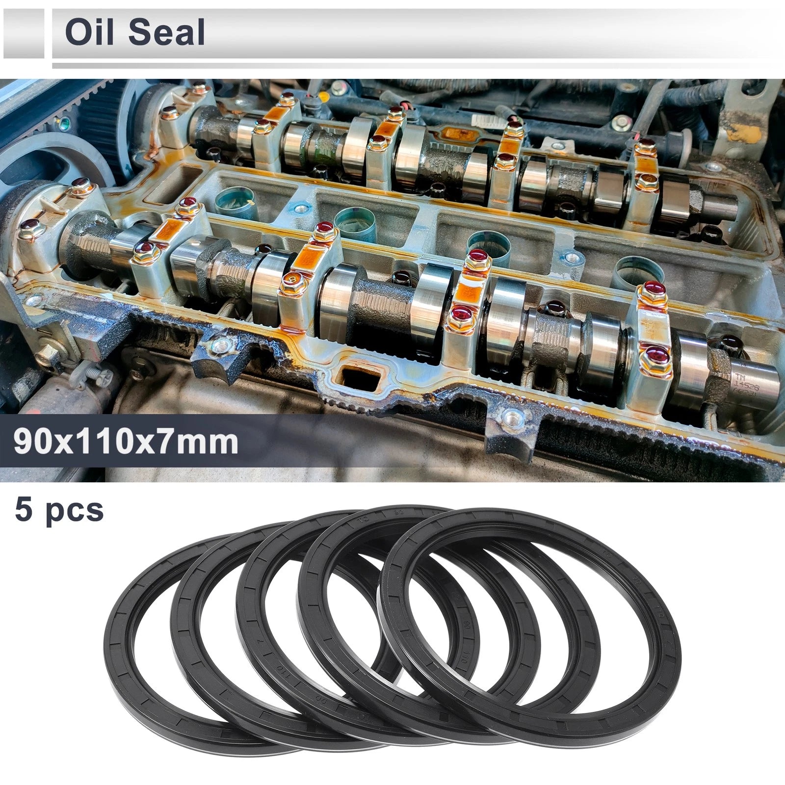 Set of 5 Oil Seal Rotary Shaft Seal for Various Models (90x110x7mm)