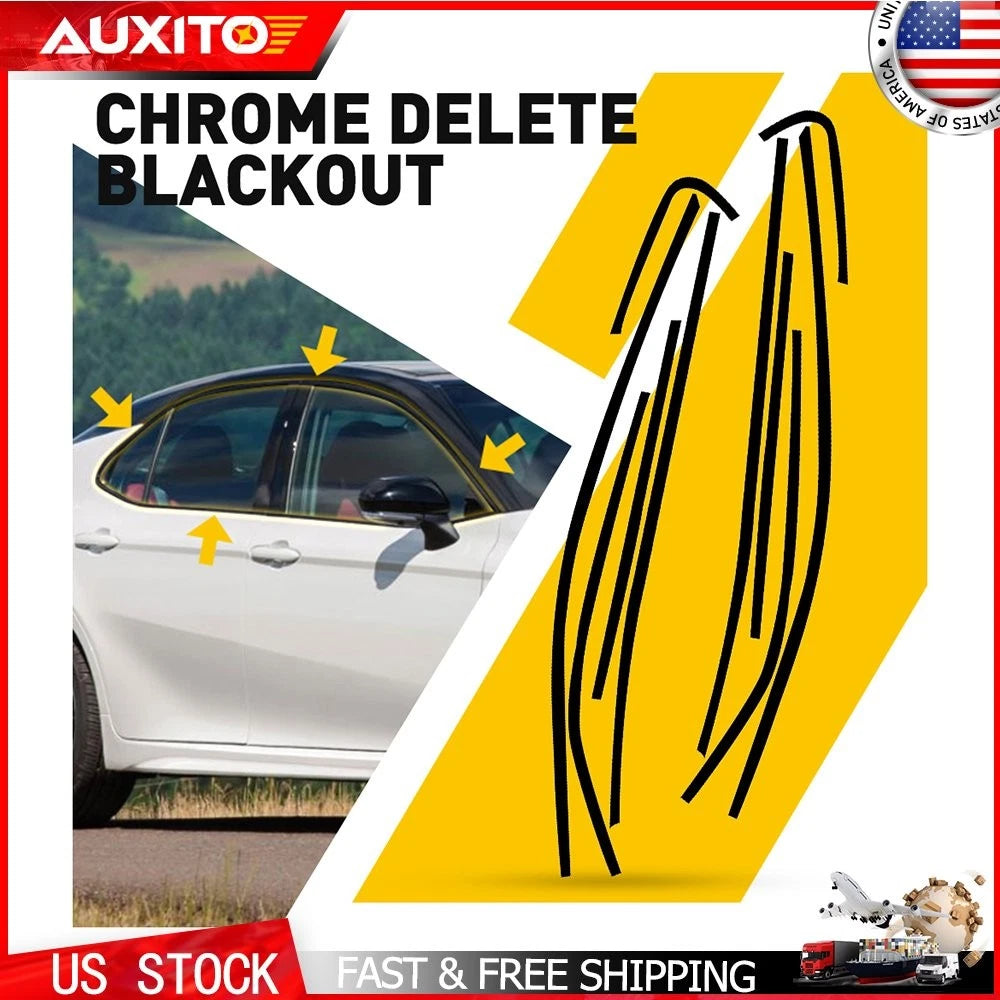 Chrome Delete Blackout Vinyl Overlay Window Trim for Toyota Camry (2018–2023)