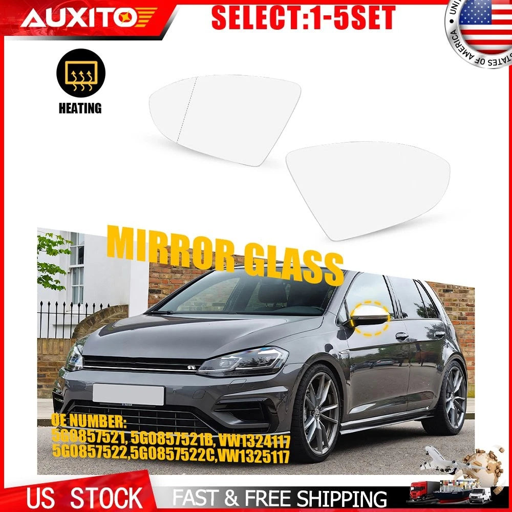 Set of 2 Heated Mirror Glass for Volkswagen Golf MK7 (2015–2021) & Jetta (2019–2021)