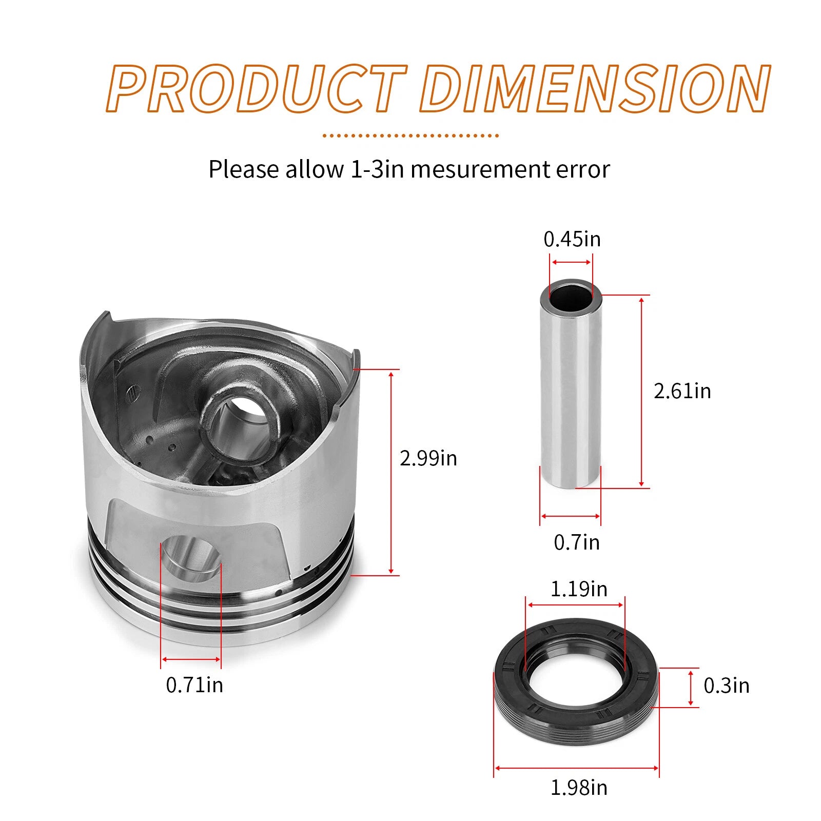Piston Kit Standard Bore for Club Car Gas Golf Cart 341cc (1986–1991)
