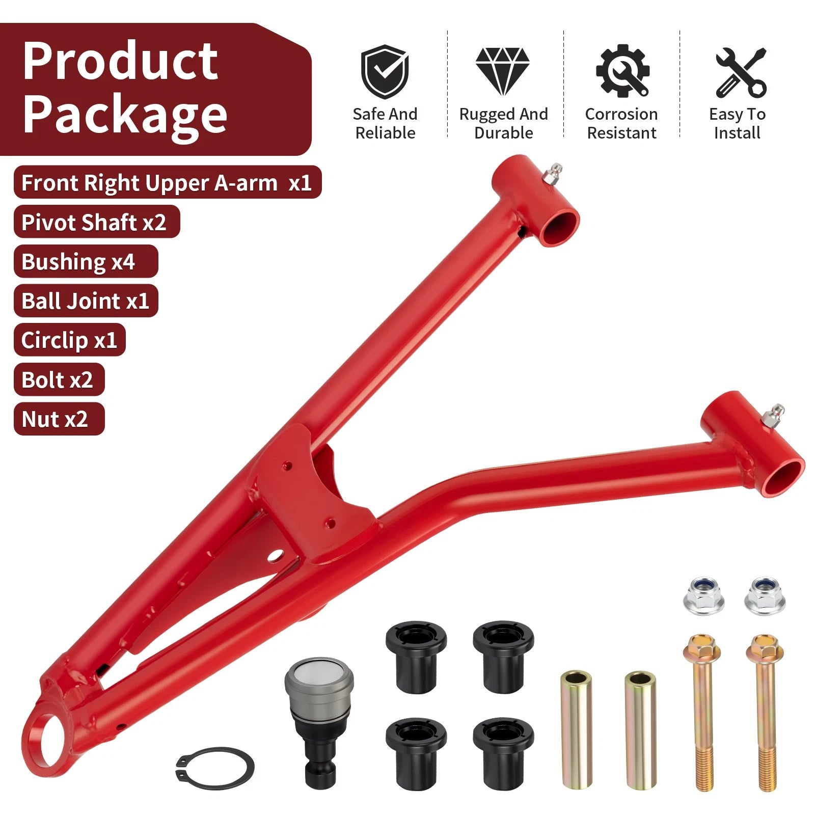 Front Right Upper A-arm w/ Ball Joint for Polaris Sportsman Scrambler 850 1000 (2014–2023)