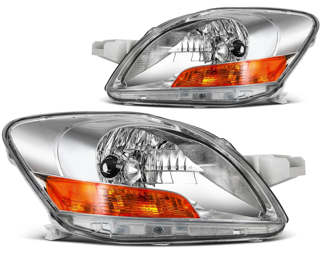 Pair of Chrome Headlights Assembly for Toyota Yaris (2007–2011)